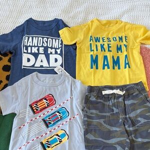 2T tee shirts and camo pants